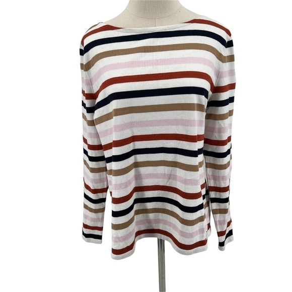 Talbots Rose Multi Striped Long Sleeve Authentic Blouse Size Large Women's - Picture 1 of 9